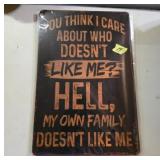 Decorative Metal Sign with Bold Text