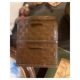 Brown Plastic 2-Drawer Storage Box