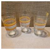Vtg Libbey Glass Tumblers Striped Family and