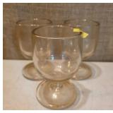 3 Heavy Pedestal Style Clear Glass Goblets