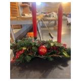 Holiday Candle Centerpiece with Faux Foliage