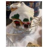 Ceramic Christmas House Lamp with Cord