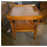 Wood and Glass Two-Tier Side Table