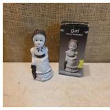 Porcelain Girl Figurine With Parasol Hand Painted