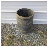 Vtg Wooden Barrel with Metal Bands