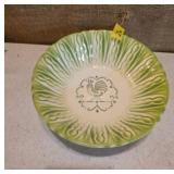 Green and White Ceramic Bowl with Rooster Motif 7