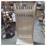 White Slatwall Display Rack on Casters W/Hooks