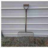 Vintage Metal Hay Fork With Wooden Handle