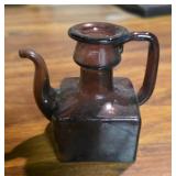 Small Brown Glass Pitcher with Handle and Spout