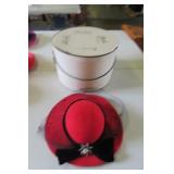 Vtg 100% Wool Red Hat Society with Hat Box
