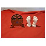 Vintage Bethlehem Brass Napkin Holder and S&P Shak