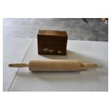 Wood Recipe Box and Rolling Pin