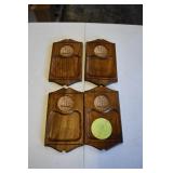 Set of Four Vtg Wood Snack Trays