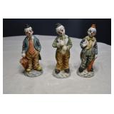 Set of 3 Ceramic Clown Figures