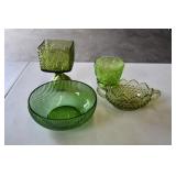Vtg Green Glass Lot