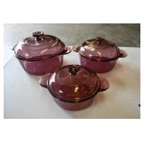 Corning Visions Cranberry Casserole Bowls