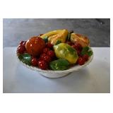 Vtg Ceramic Fruit on Cake Stand Center Piece