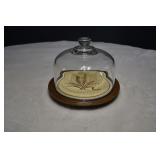 Vintage Cheese Board With Glass Dome Lid