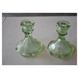 Vasoline Glass Candle Sticks