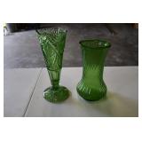 Pair of Green Glass Vases