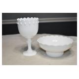 Milk Glass Bowl and Goblet