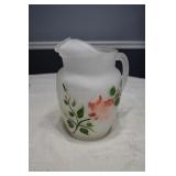 Beautiful Hand Painted Frosted Glass Pitcher