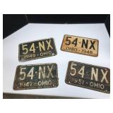 Four Ohio License Plates