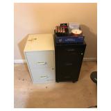 Two Metal File Cabinets and Media