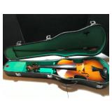 Wooden Violin with Case and Bow
