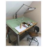 Adjustable Drafting Table with Lamp