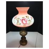 Brass Lamp with Hand Painted Globe