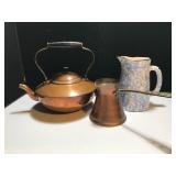 Copper Teapot and Blue Sponge Server