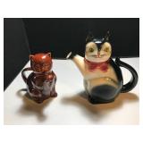 Two Ceramic Cat-Shaped Teapots