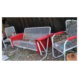 Metal Bench and Two Chairs Set-Planter not include