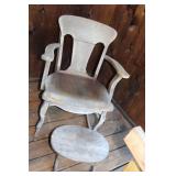 Vintage Wooden Rocking Chair and Footstool Set