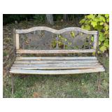 Outdoor Metal and Wood Bench with Eagle Design