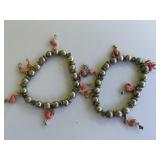 2 Flamingo Charm Stretch Bracelets