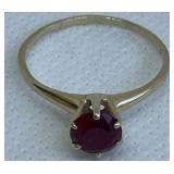 Gold Color Ring with Red Stone