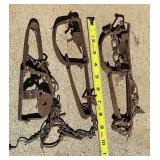 3 Vintage Steel Animal Traps