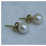 Pearl Gold Tone Stud Earrings