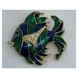 4 VTG Enamel Brooches-Dragon Fly, Rooster ++++