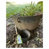 2 Cast Iron Cauldrons-The bigger one has a crack