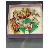 Holiday-Themed Jewelry Set With Earrings and Pins