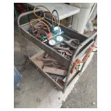 Metal Rolling Cart & Contents