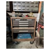 Metal Cabinet on wheels with assorted electrical p