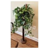 Pedestal Plant Stand with Artificial Plants