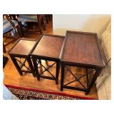 Three Nesting Wood and Metal Accent Tables