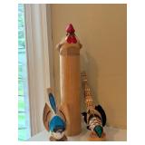Carved Wooden Bird Figures in Set of Three