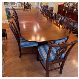 Wood Dining Table With 12 Chairs and 4 Leafs