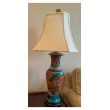 Painted Ceramic Table Lamp with Shade